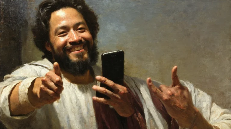 Jesus Taking A Selfie, Smiling At Camera, Perfect Teeth, Vic...