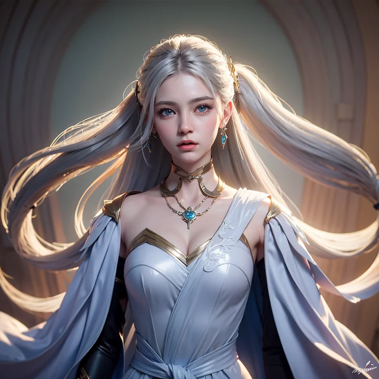 Best Quality, Masterpiece,white Hair, Blue Eyes, Upper Body,...