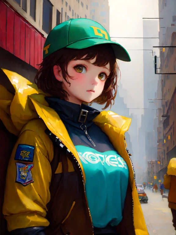 Oilpainting, Cute 1girl Wearing Cyberpunk Uniform Loraoilpai...