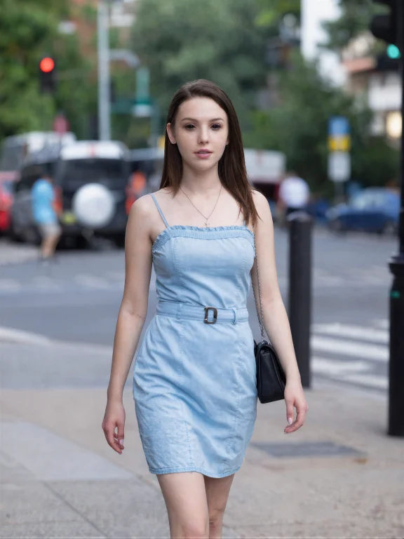 Solo, 25 Years Old Woman, Walking Down The Street In A Prett...