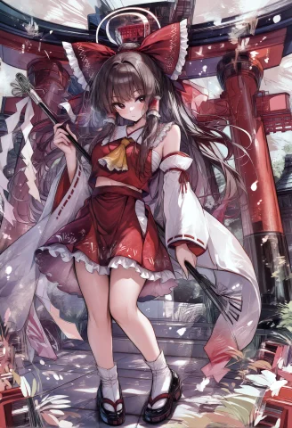 1girl, Hakurei Reimu, Touhou, Full Body, Floating, Dynamic P... — Stable Diffusion AI Prompt: 1girl, hakurei reimu, touhou, full body, floating, dynamic pose, shrine maiden,...