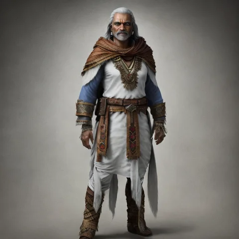 A Photo Of A Full Body Character Of A 70 Years Old Male Indi... — Stable Diffusion AI Prompt: a photo of a full body character of a 70 years old (((male))) indian wizzard, aw...