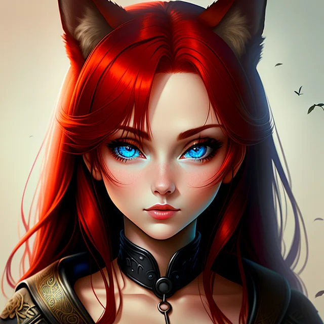 A Redhead Fox-girl With Blue Eyes, Lightroom, Natural, Perfe...