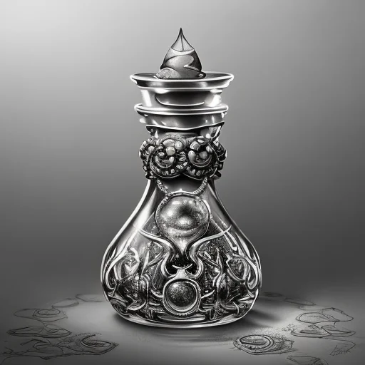 Coloring Page1.3. A Linework Drawing Of A Potion Bottle. Ten...