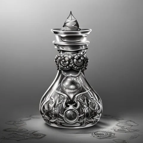 Coloring Page1.3. A Linework Drawing Of A Potion Bottle. Ten... — Stable Diffusion AI Prompt: (Coloring page:1.3). a linework drawing of a potion bottle. tentacles, eyeballs,...