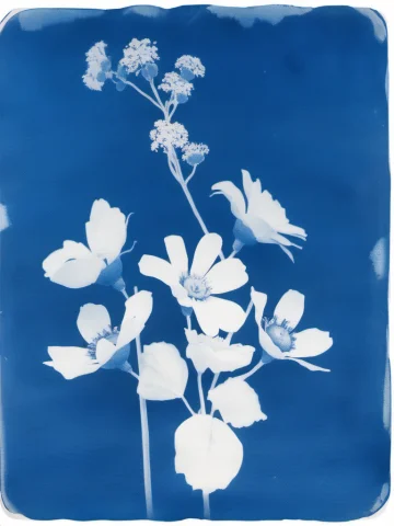 Cyanotype, Portrait Of A 22-year-old Greek Woman, Strong Pro... — Stable Diffusion AI Prompt: cyanotype, portrait of a 22-year-old Greek woman, strong profile, large dark eye...