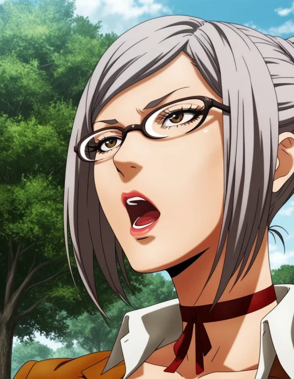 Loramaimeikops1, Maimeikops,1girl,singlehairbun,greyhair,gla...