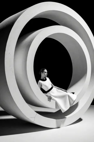 Highleveldescriptiona High-fashion Black And White Architect... — Stable Diffusion AI Prompt: {"high_level_description":"A high-fashion black and white architectural photogra...