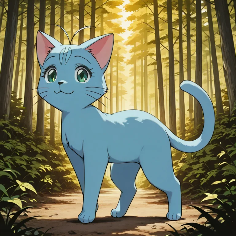 Yukiwp, Solo, 1girl, Feral, Furry, Cat, Blue Fur, Antenna-li...