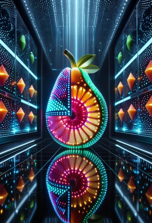 High Quality, A Strange Futuristic Fruit Made Of Colorful Le...