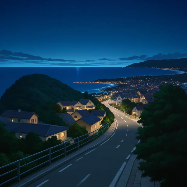 Night, No Humans, Landscape, Island, Ocean, Street, Houses,...