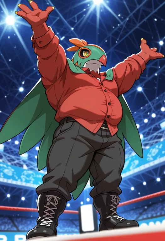 1boy, Bara, Hawlucha, Pokemon Creature, Muscular, Chubby, Ma...