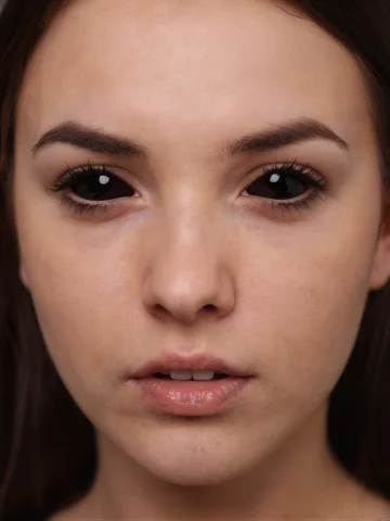 Head Shot, Woman, Black Sclera, Black Sclera Eyes, Black Eye... — Stable Diffusion AI Prompt: head shot, woman, black sclera, black sclera eyes, black eyes