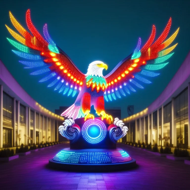 Led, Colorful Led Lights,statue,eagle