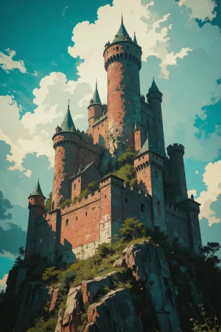 Nature, A Classic Fantasy Landscape Painting Of A Colossal,... — Stable Diffusion AI Prompt: nature, A classic fantasy landscape painting of a colossal, imposing castle buil...