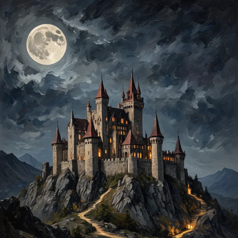 Castle Dracula On A Moonlit Night