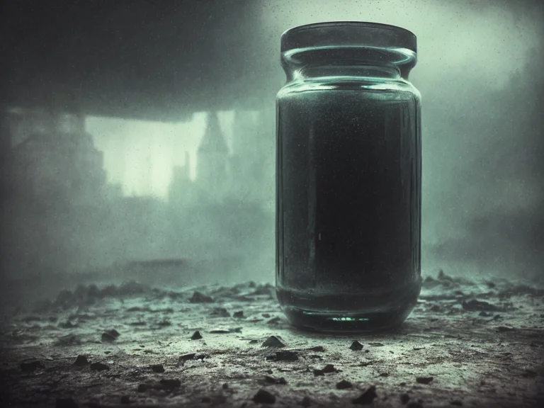 Dark Photoshot, Hyperrealistic Portrait Of Glass 1vase Refra...