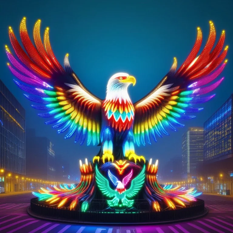 Led, Colorful Led Lights,statue,eagle,huge