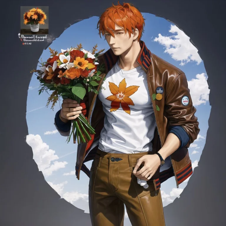 Lorarinotunaantroposq1, Rinotuna, Original, 1boy, Bouquet, B...