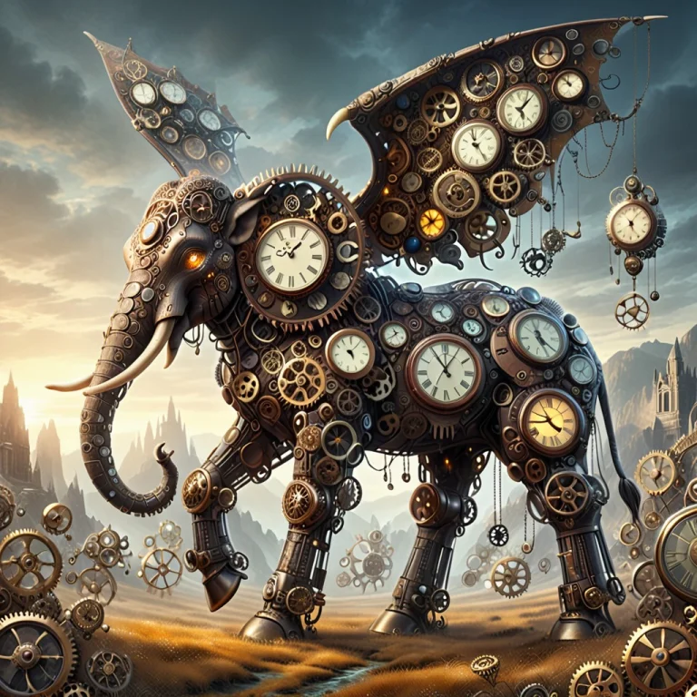 A Massive Elephant Entirely Made Of Clocks, Gears, And Mecha...