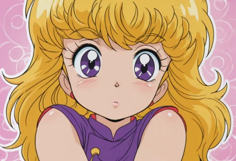 Marianna, Blonde Girl, Purple Eyes, Cute, Kawaii Anime — Stable Diffusion AI Prompt: marianna, blonde girl, purple eyes, cute, kawaii anime