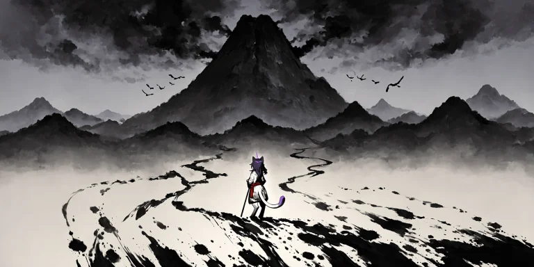 Best Quality, Highres, Sumiink, Ink, Dark, Ashes, Monochrome...