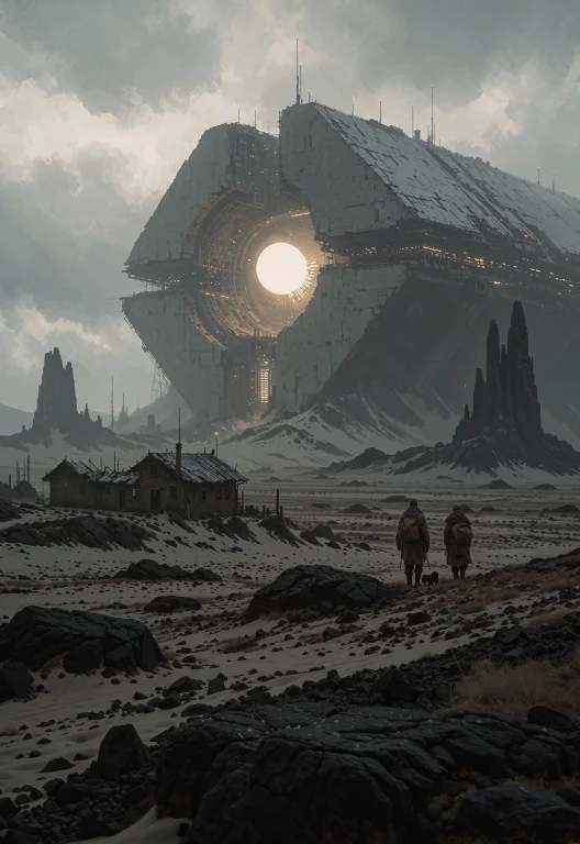 This Is A Science Fiction Landscape. The Image Features A Va...