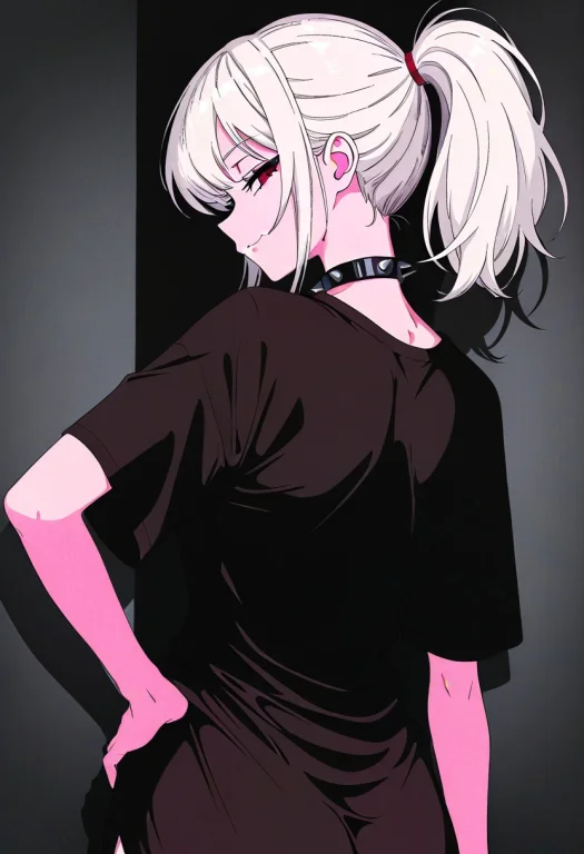 1girl, Beautiful Woman, White Hair, Red Eyes, Ponytail, Dark...