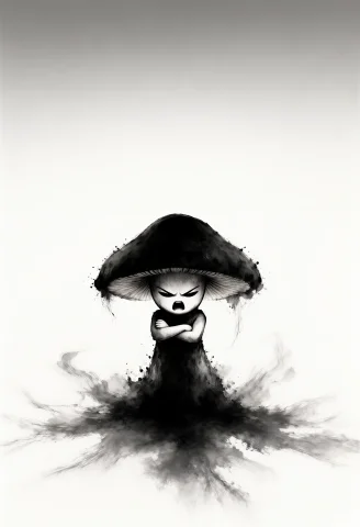 A Tiny Humanoid Figure, A Hybrid Of A Woman And A Fungus, St... — Stable Diffusion AI Prompt: A tiny humanoid figure, a hybrid of a woman and a fungus, stands in a frozen sho...