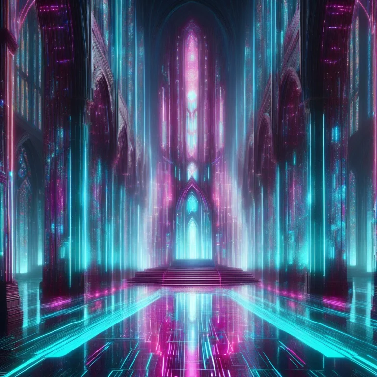 A Colossal Futuristic Cathedral Rendered With A High-fantasy...