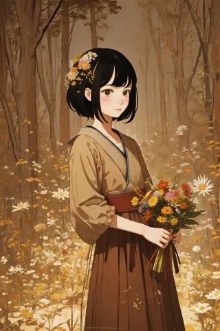 1girl, Lorachikuwabu1 Chikuwabu, Pots With Plantswildflower... — Stable Diffusion AI Prompt: 1girl, chikuwabu, [Pots with plants:Wildflower bouquet:4], Lo-Fi, made from Bar...