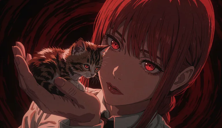 Hyper-realistic Anime Style, Makima From Chainsaw Man. Close...