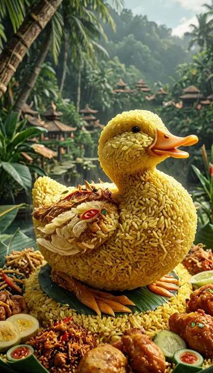 Adorable Duck Made From Tumpeng Rice, Food, Deliciouse, Tast...