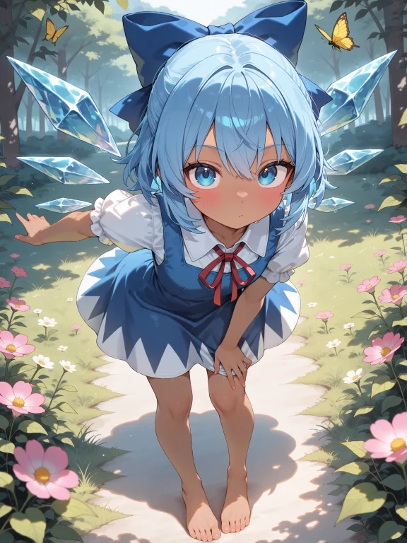Tanned Cirno,touhou,1girl,solo,portrait,looking At Viewer,le...