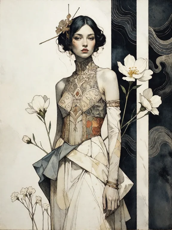 Bradhamel Art Style. A Tall, Slender Woman With Dark Hair St...