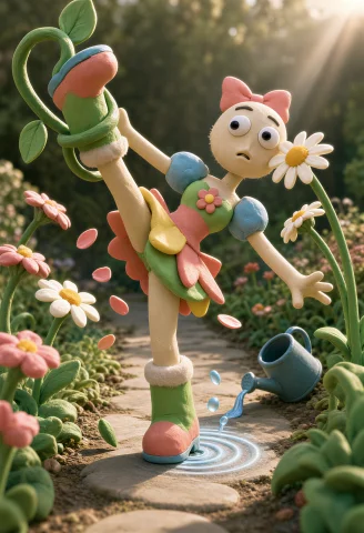 A Single Frozen Frame Of Ext-tia Flora, A Magical Girl Rende... — Stable Diffusion AI Prompt: A single frozen frame of Ext-Tia Flora, a magical girl rendered entirely as a ma...