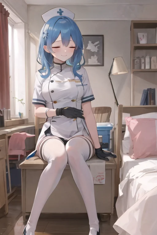 1girl, Solo, Nurse, White Thighhighs1.2, White Loafers, Whit...