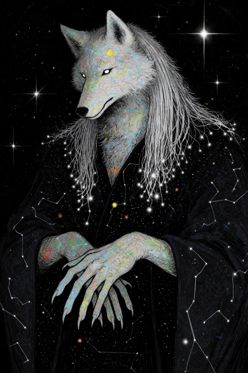 An Anthropomorphic Wolf Sorcerer Whose Skin Has Become A Liv...
