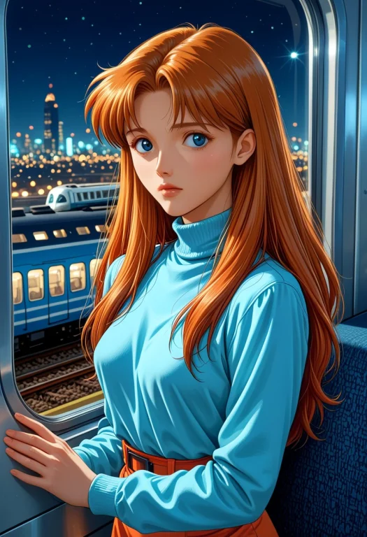1990s Anime Retro Cel, A Beautiful Girl, Uvg5, Looking Out T...
