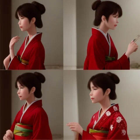 Closeup A Girl In Red Kimono, Movie Sequence — Stable Diffusion AI Prompt: closeup a girl in red kimono, movie sequence
