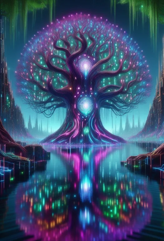 A Colossal Ancient Tree Of Life Standing In The Center Of A...