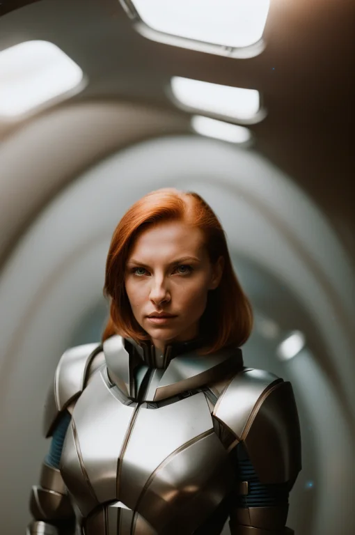Analog Style Raw Photo Of Woman In Armor From Mass Effect In...