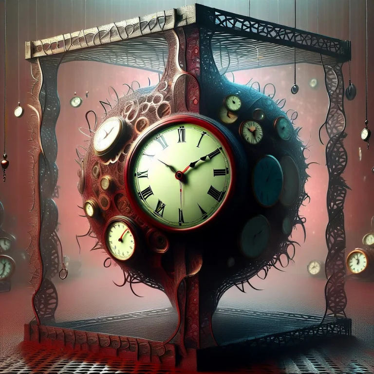 Movie Poster Style Illustration Of A Giant Clock , Gyroid La...