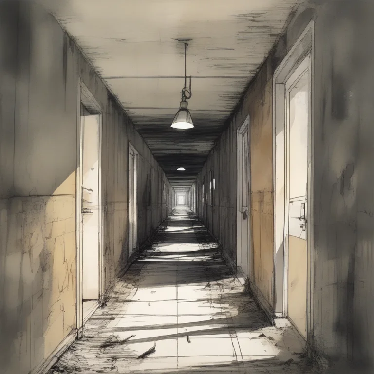 Masterpiece, Best Quality, A Derelict Asylum Corridor Lit By...
