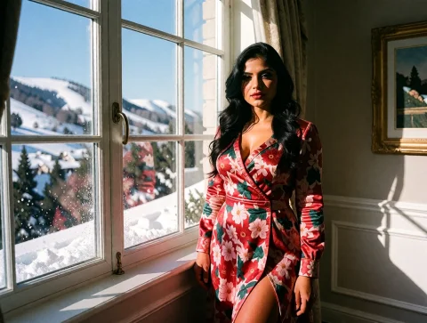 Mona-s, Wearing A Typical French Made Costume, Standing In F... — Stable Diffusion AI Prompt: Mona-S, wearing a typical french made costume, standing in front of a picture wi...