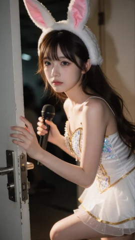 ,21156cm — Stable Diffusion AI Prompt: 冰无小雪,一位21岁的年轻韩国女性，身高156cm，拥有棕色的柔顺长发，发质在光影下泛着...