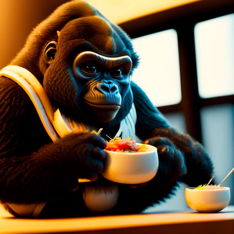Cbzbb, A Gorilla Preparing Sushi, Intricate Detail, Centered