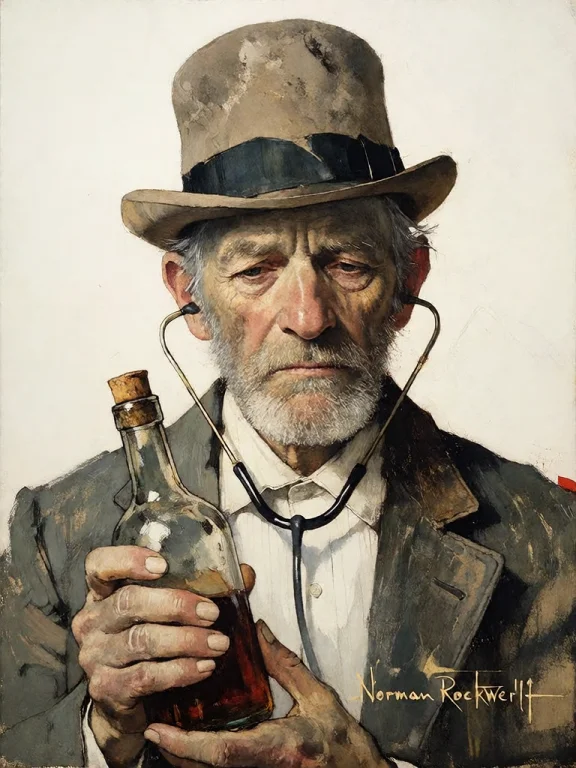 Bradhamel Art Style. A Close-up Portrait Of An Elderly Man W...