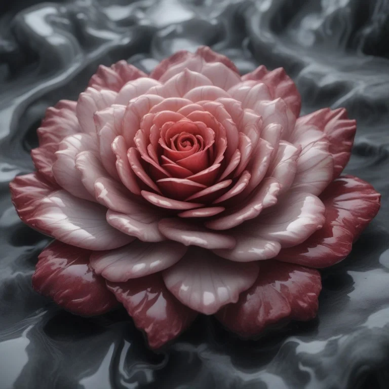 Liquid Marble, Crimson Rose, Intricate, Detailed, Ultrareali...