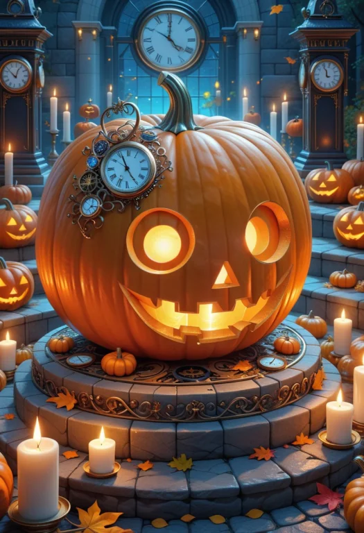 Pumpkin, Clock Pumpkin, Pumpkin Made Of Clock , Colorful, ,...